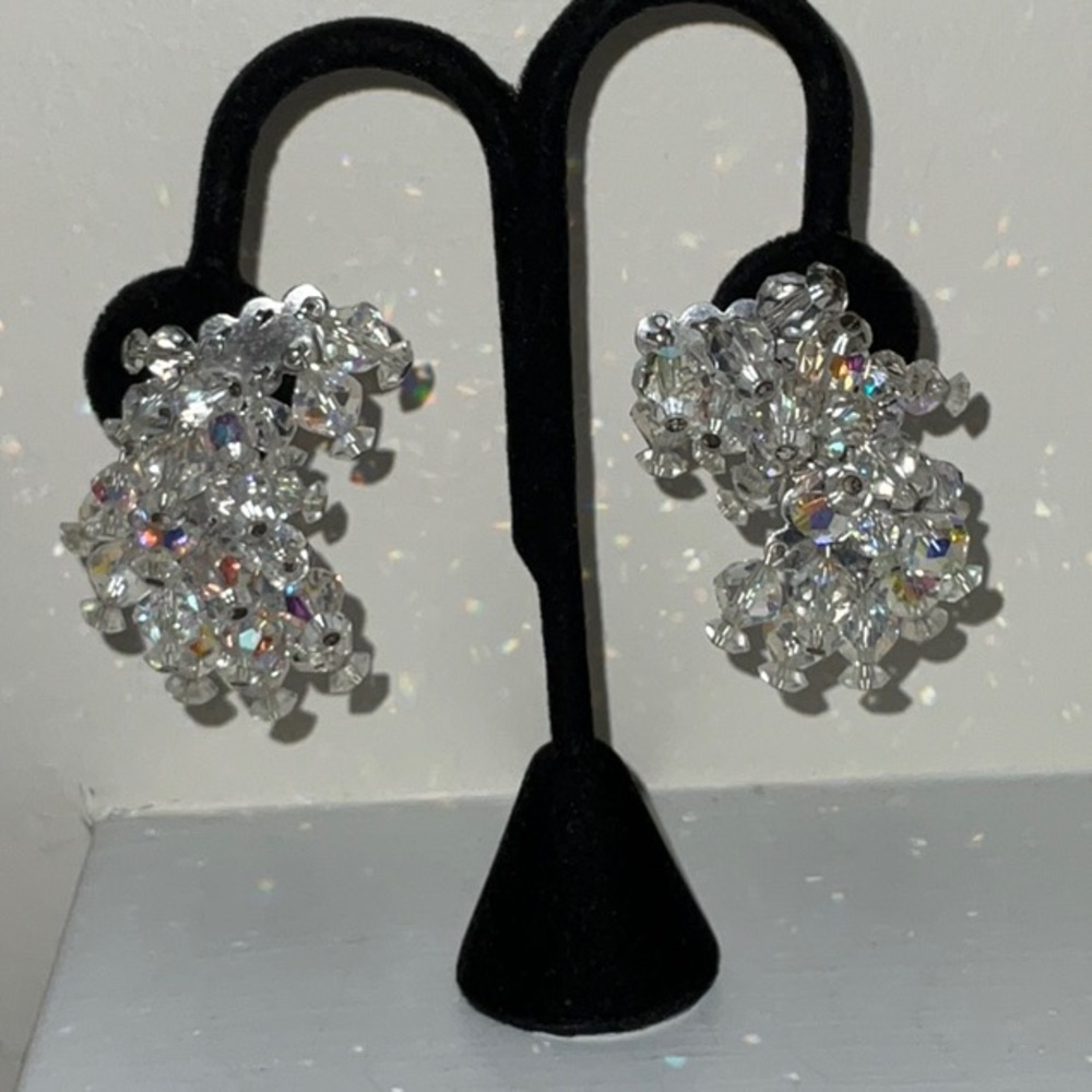 Bold Sparkling Clip Earrings Vintage